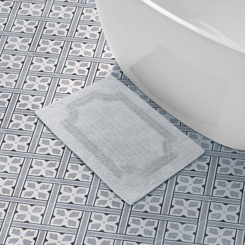 Laura Ashley Light Gray Reversible Cotton Bath Rug 17" x 24"