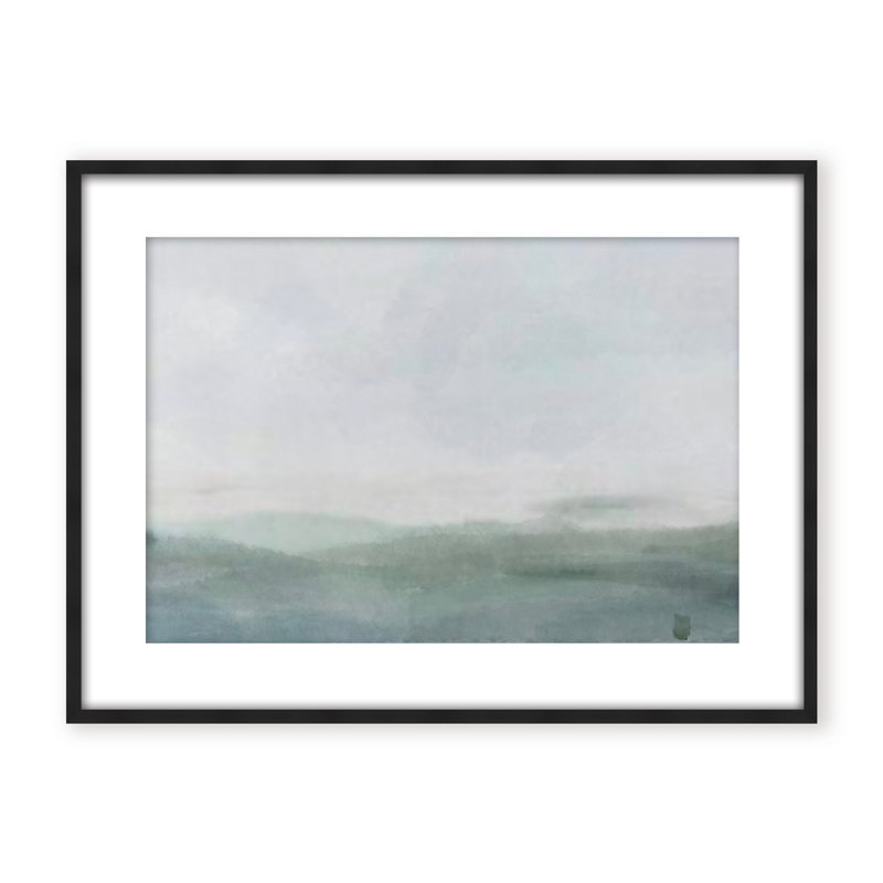 Coastal Retreat Cerulean Serenity, 36" H x 48" W x 1.125" D, Framed Matted Print, Black