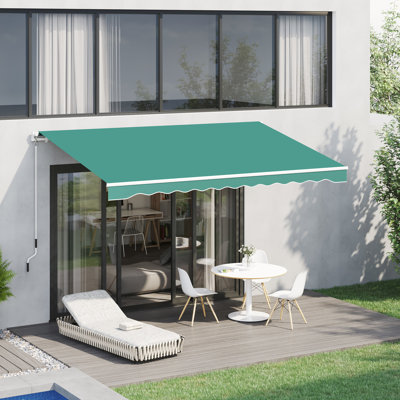 Auvent rétractable 10 pi x 8 pi Et eau - tissu, cadre en aluminium. Manivelle manuelle pour un ajustement facile. Utilisation multi-surfaces de patio. Protège de la chaleur du soleil. Convient à une terrasse, un balcon ou une cour. Emplacement polyvale