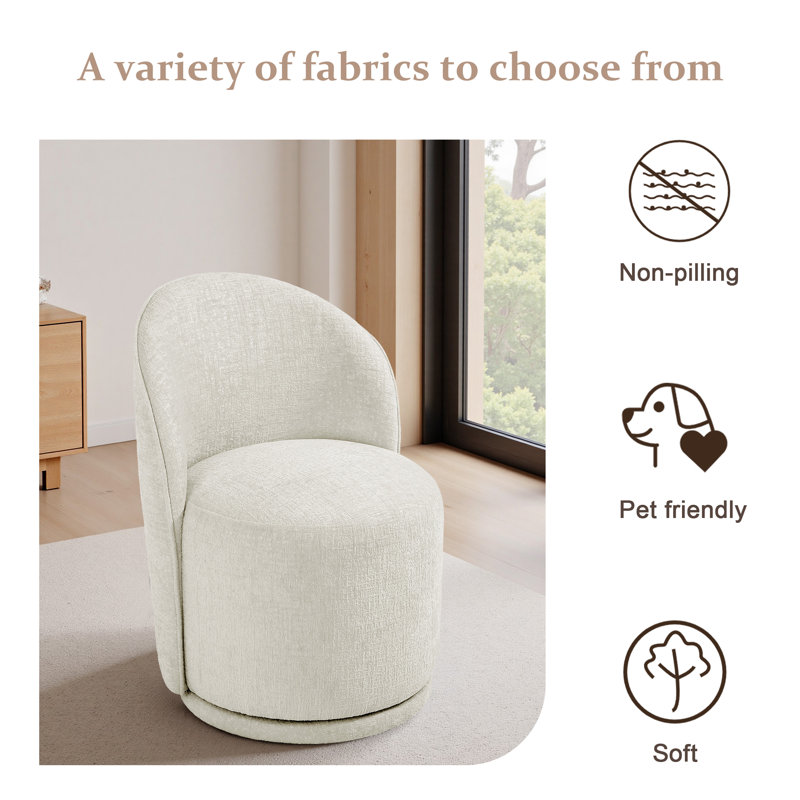 Chaise pivotante intégrée en tissu, Chenille sable clair