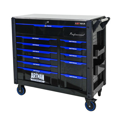 Wagon à outils multi-usages à 12 couches avec roues, plateau en fer