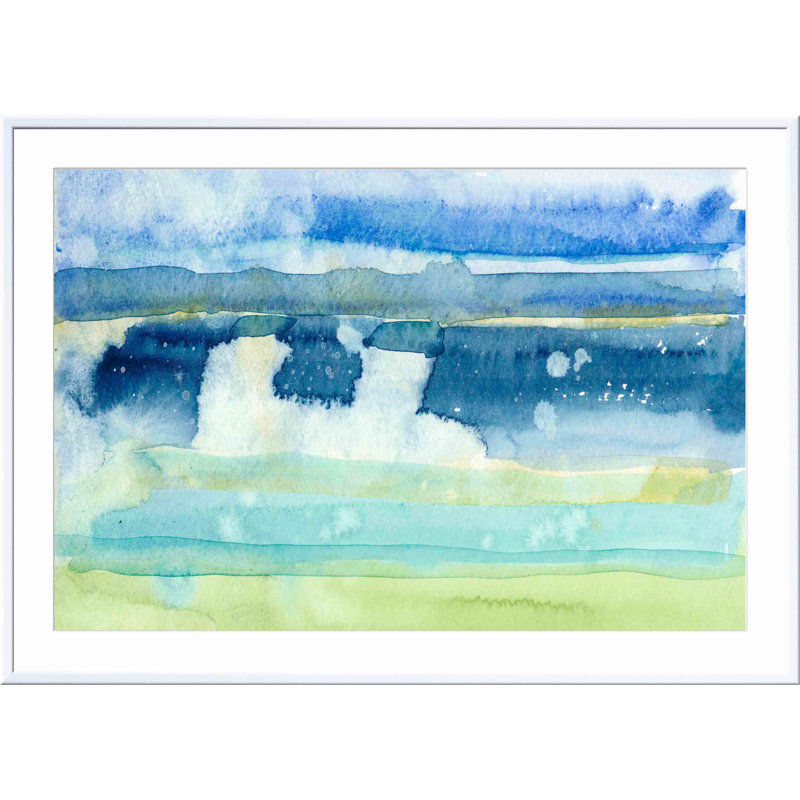 «Gulf Shore I» par Alicia Ludwig - peinture encadrée, Blanc, H 36 po x l 36 po