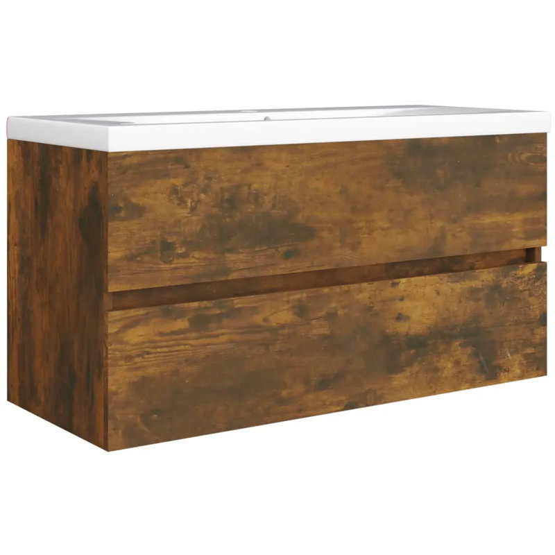 Dellen 90cm Single Bathroom Vanity Base Only, Smoked Oak