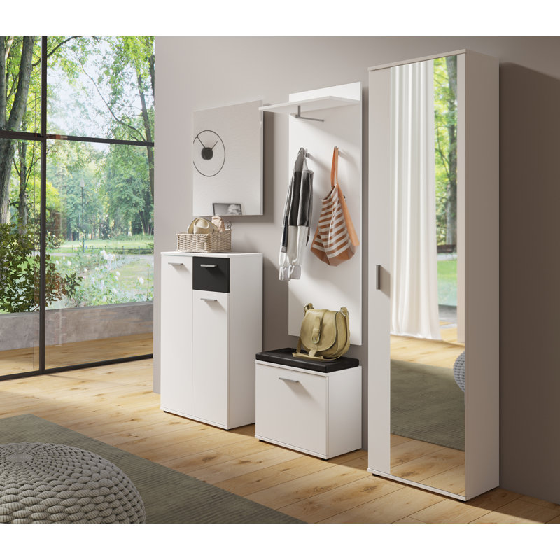 Corinna 15 Pair Shoe Storage Cabinet, White/Black