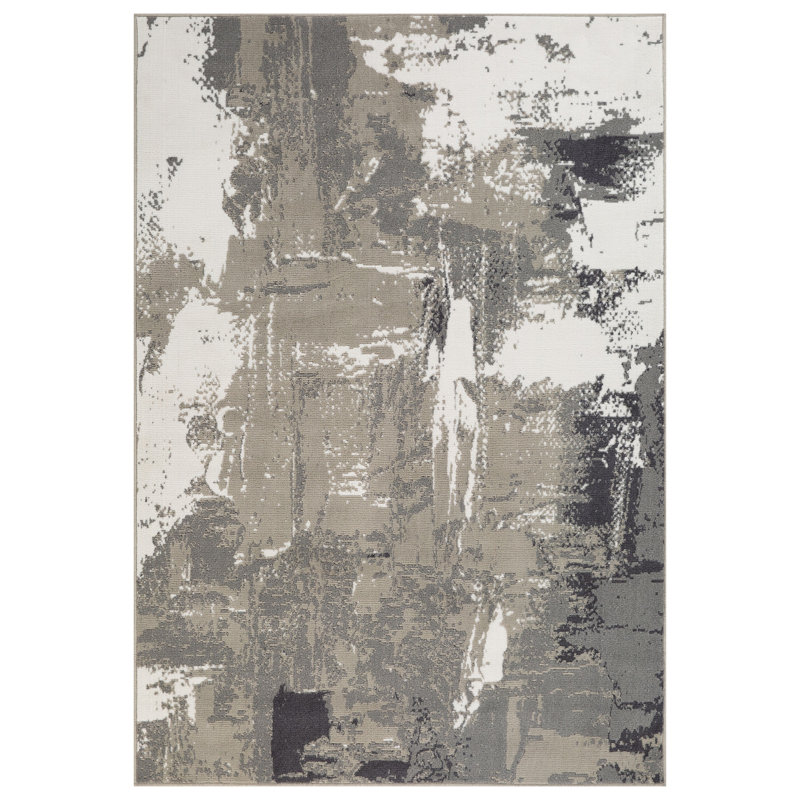 Tapis gris / ivoire Nemaha, Rectangle 9 pi 2 po x 12 pi 2 po