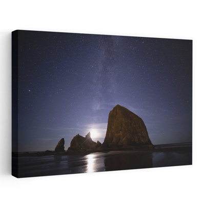 Seascape With Rock Objects At Dusk, Cannon Beach, Oregon, Usa Contemporary Wall Art