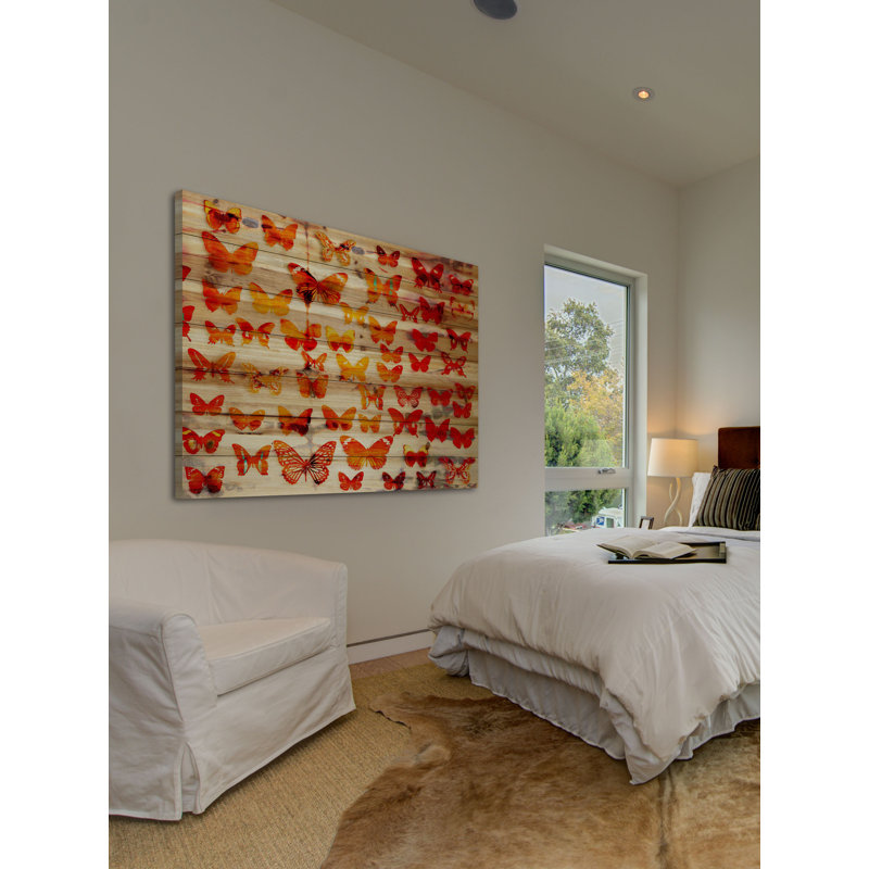 Reproduction d’art sur bois de pin naturel "joyeux" par parvez taj, H 8 po x l 12 po x P 1,5 po
