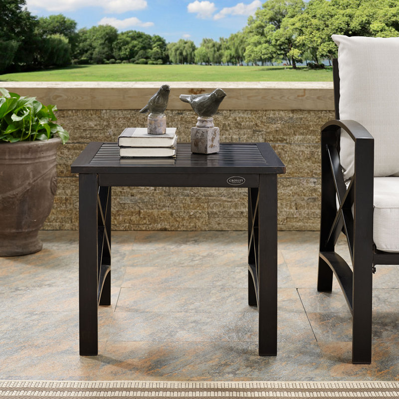 Archmere Square Metal Outdoor Side Table , 22.75'' in. W 22.75'' in. D, Oil Rubbed Bronze