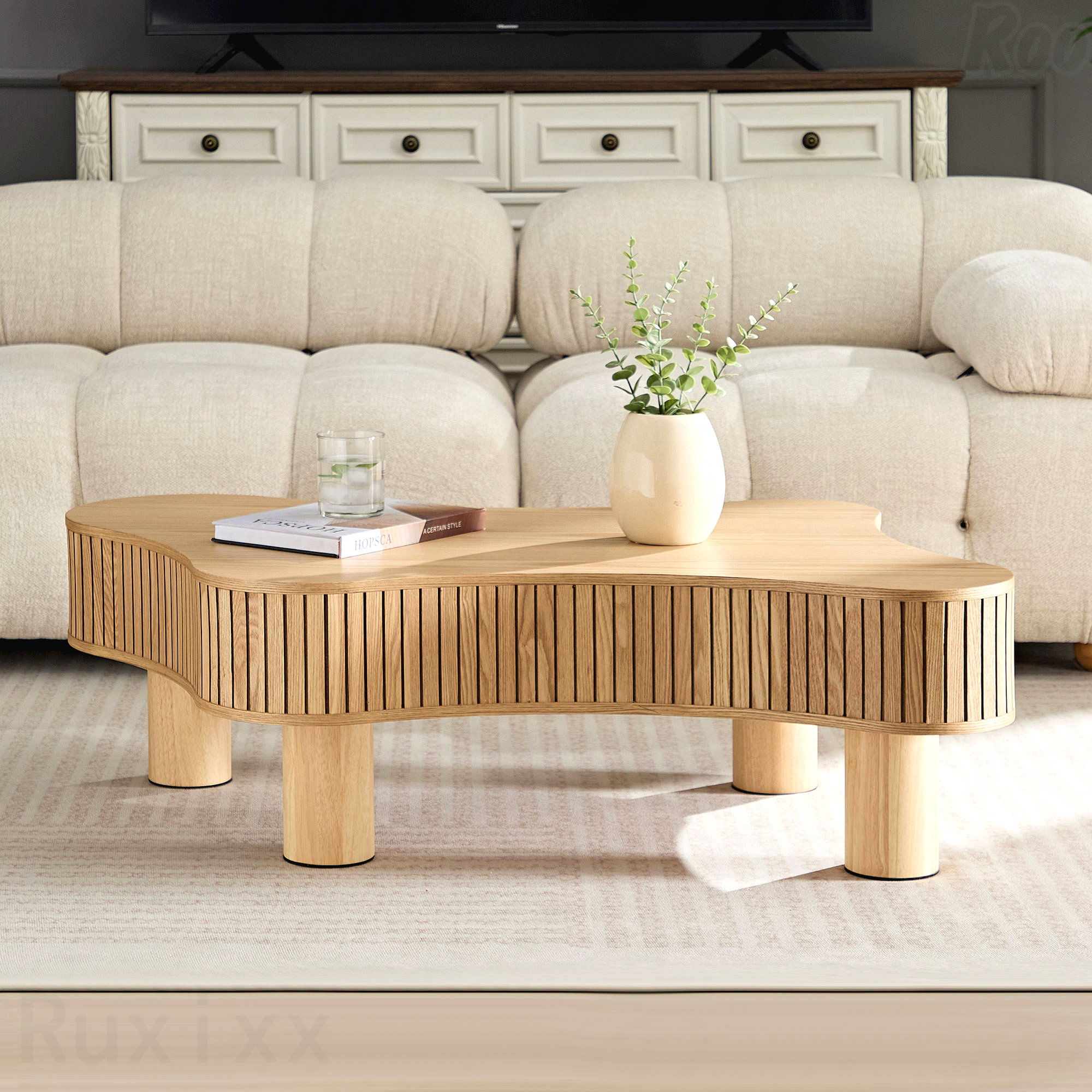 Latitude Run® Coffee Table Living Room 42.52 Inch Modern Wooden ...