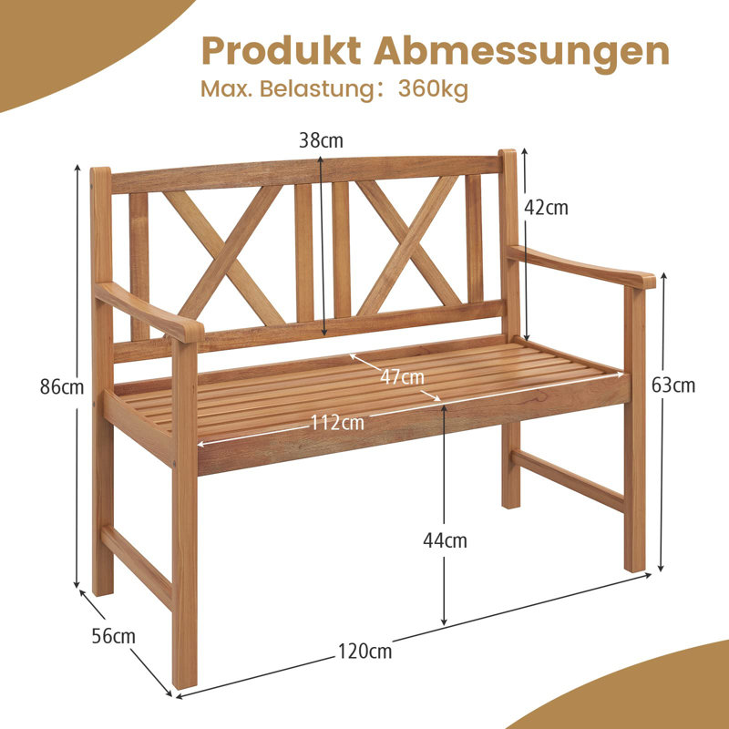 Hoopa Solid Wood Acacia Outdoor Bench
