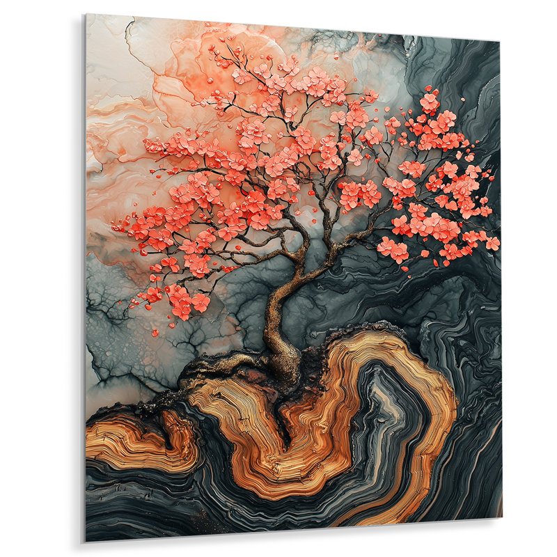Johvanna - Art mural en métal Cherry Blossom, H 20 po x l 12 po