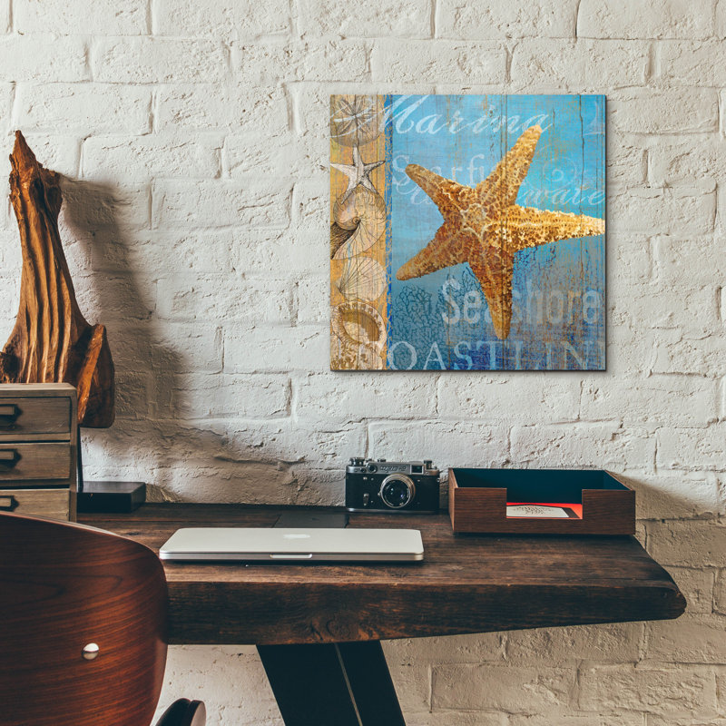  «Starfish and Sea» par Art Licensing Studio, art mural en verre acrylique, 12 po x 12 po