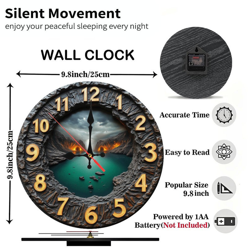 Volcanic Lake Landscape Wall Clock
