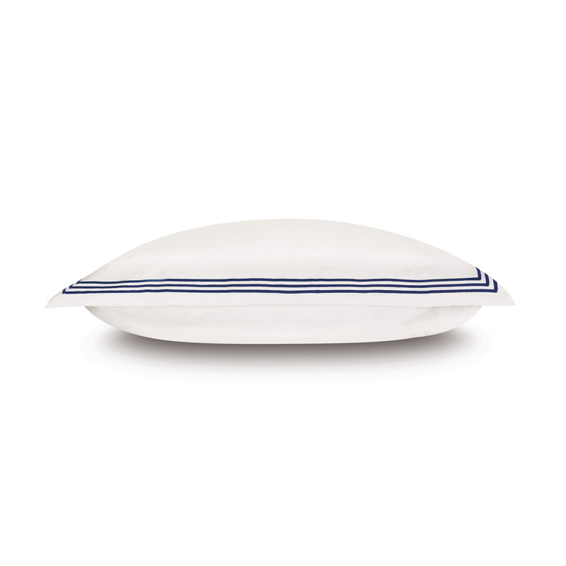 Tessa Cotton Sham Set, Ivory/Navy, King, Multi-stripe