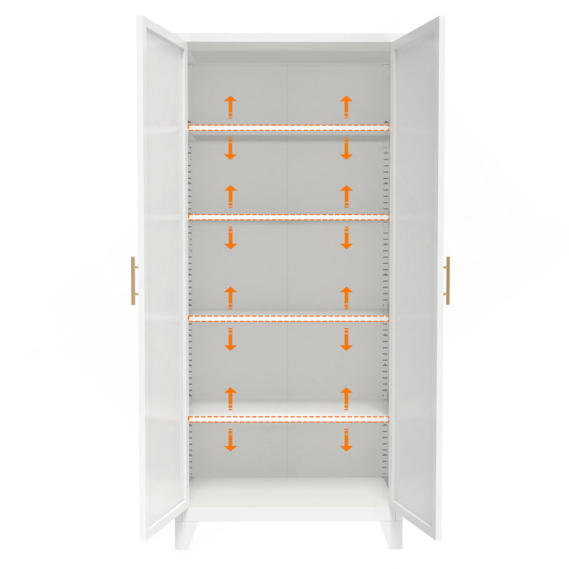 Versatile Storage Cabinet With Doors And Adjustable Shelves, Ideal For Organizing Bedroom, Living Room, And Kitchen Essentials