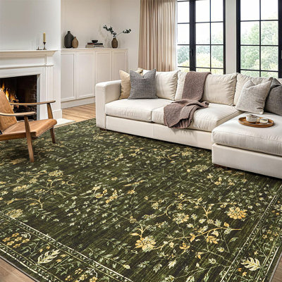 Area Rug for Living Room, Vintage Retro Boho Rug, Washable Non Slip & Low Pile Carpet for Living Room, Bedroom, Dining Room