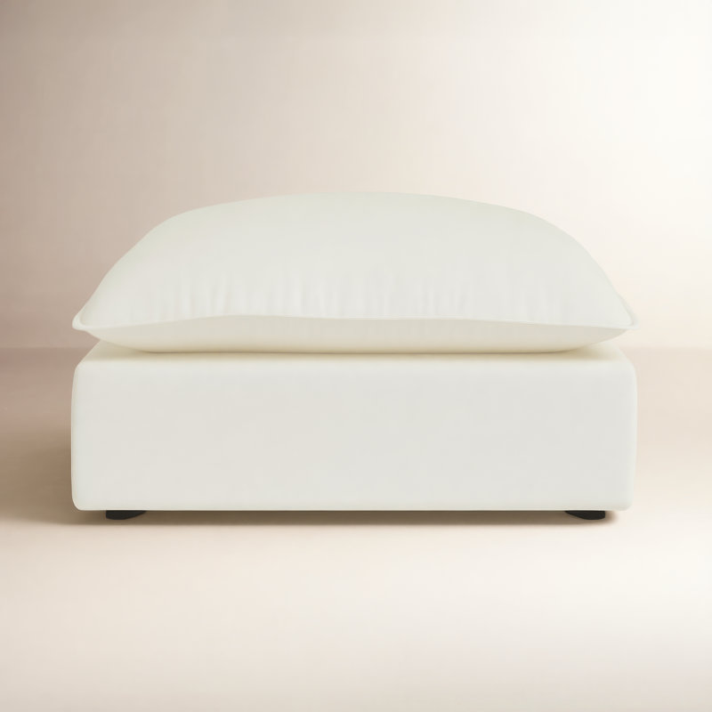 Ellaria Upholstered Ottoman, White Velvet