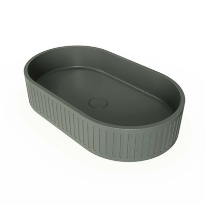 23.6'' Concrete Vessel Oval Modern   Bathroom Sink