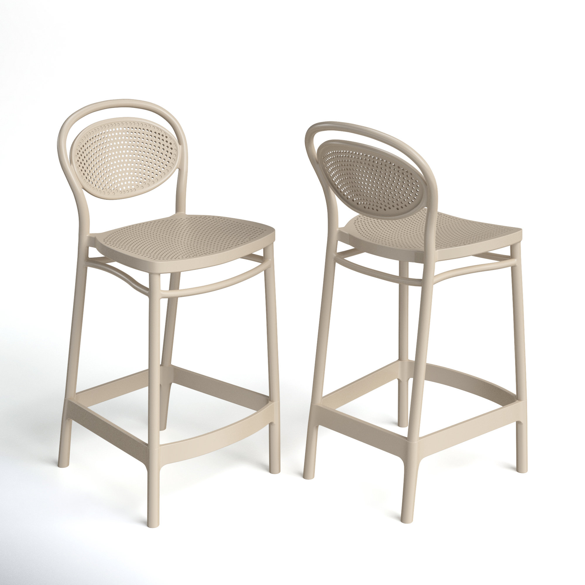 Farrah Outdoor Bar Stool, Counter Stool (25.6" Seat Height), Taupe