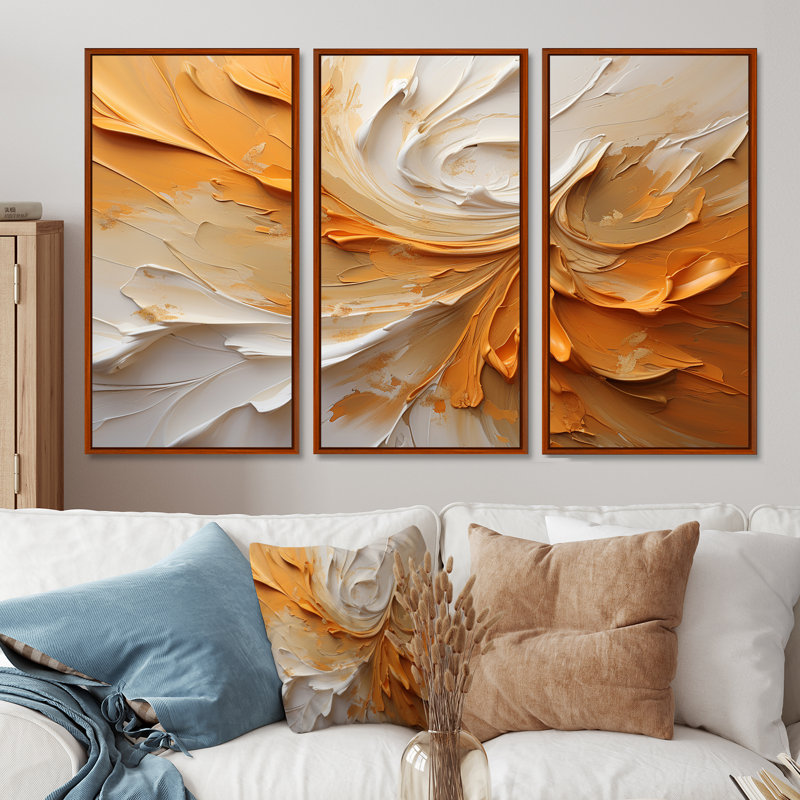 Ensemble de décorations murales or et beige Soft Wave Paint II - formes abstraites, H 40 po x l 60 po x P 1 po