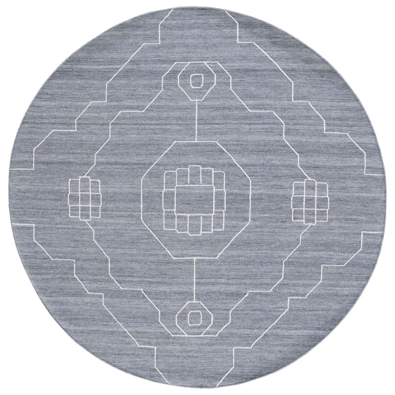 Tapis en polypropylène tissé à plat Kilim Southwestern, Rond 7 pi