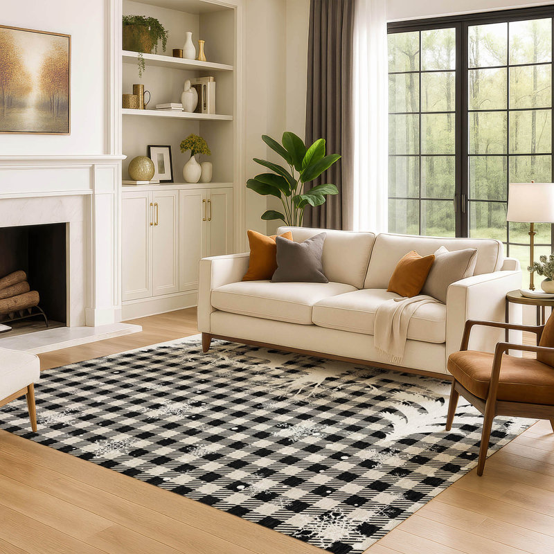 Premium Machine Washable Castillon AMF1824 Winter Forest Holiday Rug, Rectangle 10' x 14'