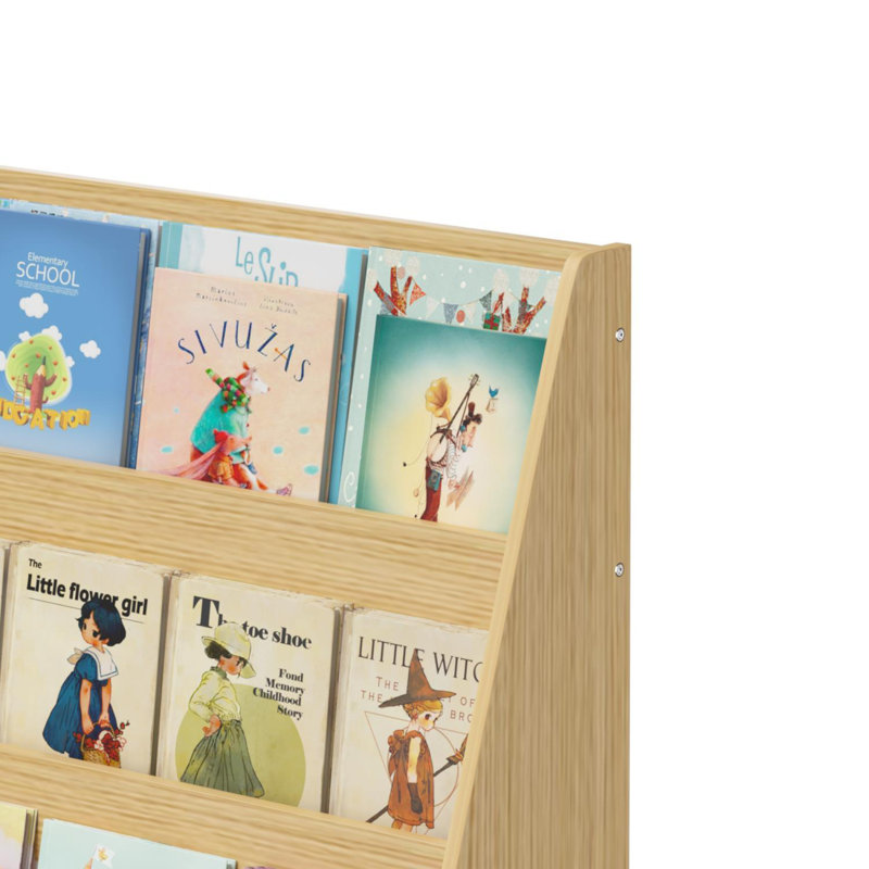4-Tier Kids Bookshelf with Triangular Support, Ideal for Organizing Spaces