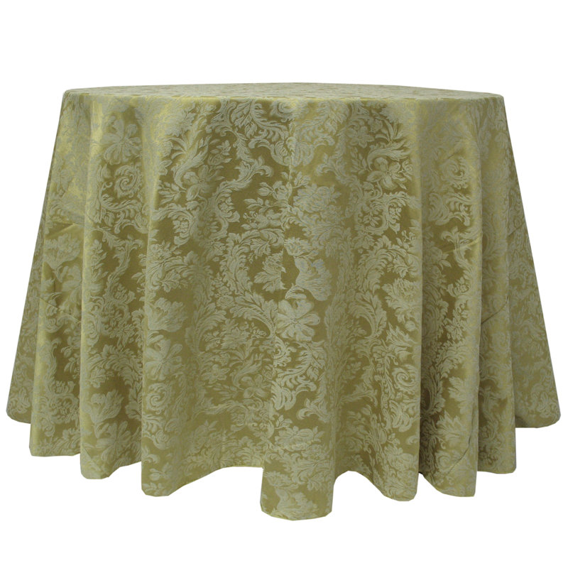 Sage Green Round Cotton-Polyester Blend Tablecloth