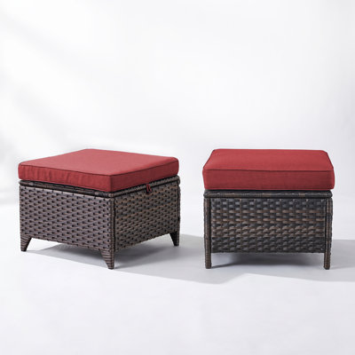 Schutt Wicker Outdoor Ottoman with Cushions