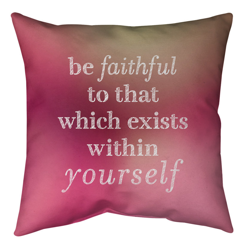 Coussin de sol be loyal to yourself, H 28 po x l 28 po, Lueur rose