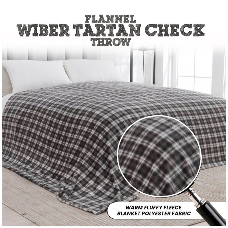Flannel Standard Throw Blanket, Charcoal, 130cm W x 150cm L