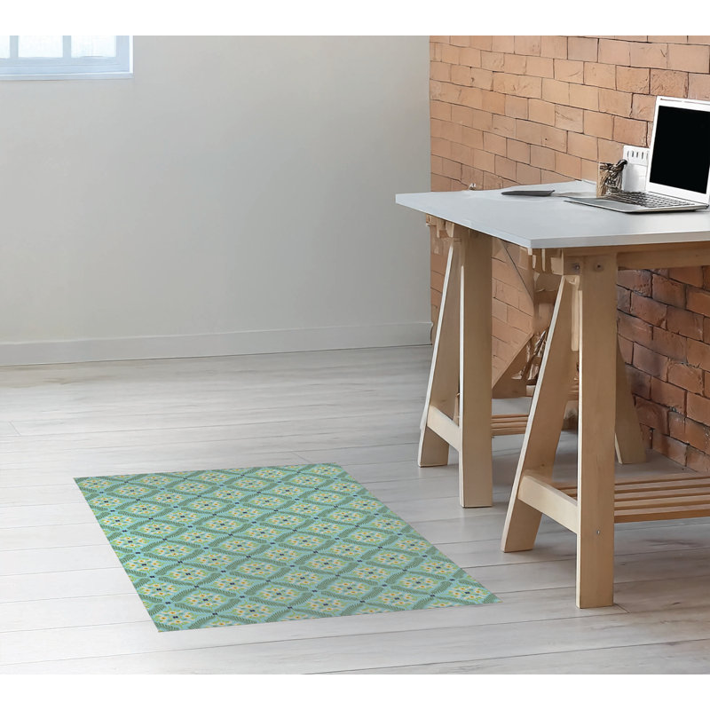 Tapis de chaise de bureau Eden, L 6 pi x L 4 pi, Bleu océan
