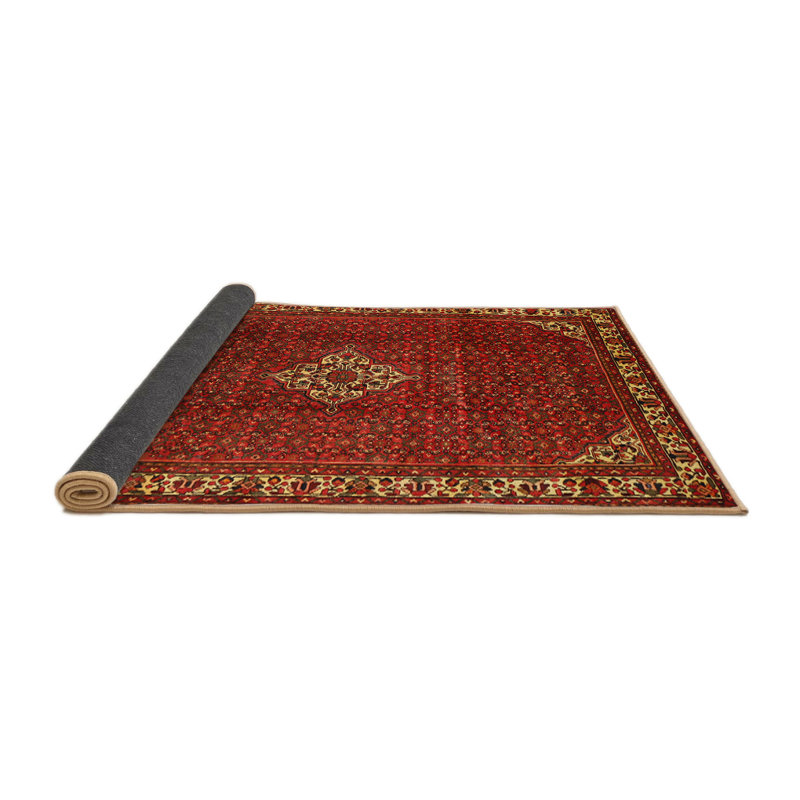 Tapis traditionnel rouge / jaune Galette, Rond 5 pi