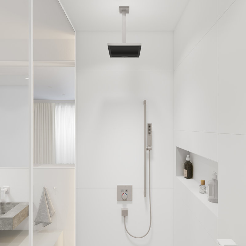 hansgrohe Pulsify E Extension Pipe for Ceiling Mount E, 12", Brushed Nickel