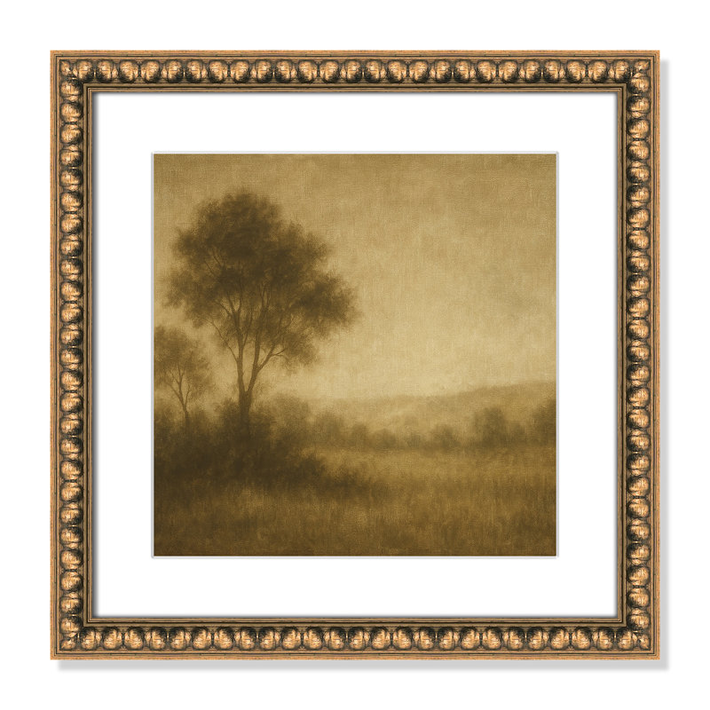 «Quiet Meadow II» par Fredrick Ashcroft, Matted Print, Gold Leaf Beads, L 18 po x H 18 po