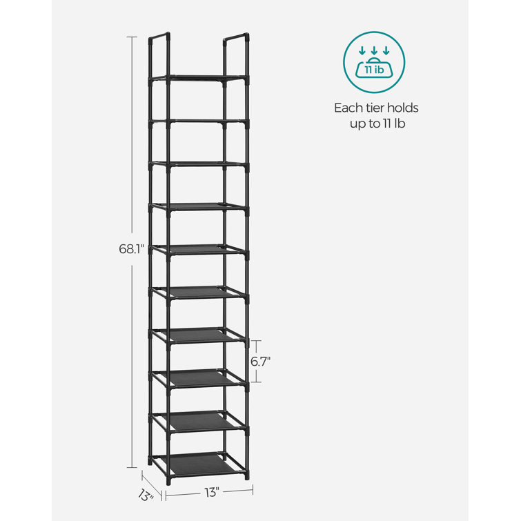 Fiducial Home 10 Tiers Shoe Rack Space Saving Vertical Single Pairs Sturdy Shoe Shelf Storage Organizer