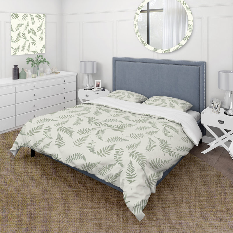 Ensemble de housse de couette Green Beige Fern Harmony I - Plants, Housse de couette très grand et 2 très grandes t