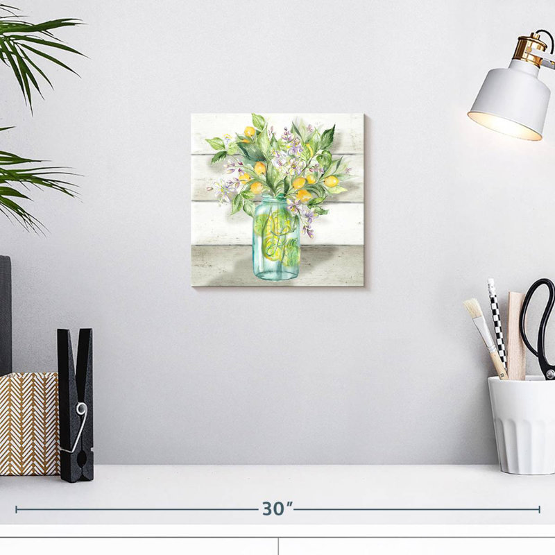 Yarlin, aquarelle, citrons, pot Mason, Shiplap, H 10 po x l 10 po