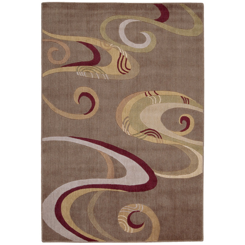 Tapis orange / gris lavable à la machine Aghwith, Rectangle 7 pi 10 po x 9 pi 10 po