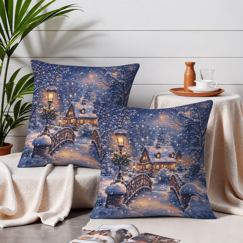Housses de coussin JYK, Blue brown winter deer