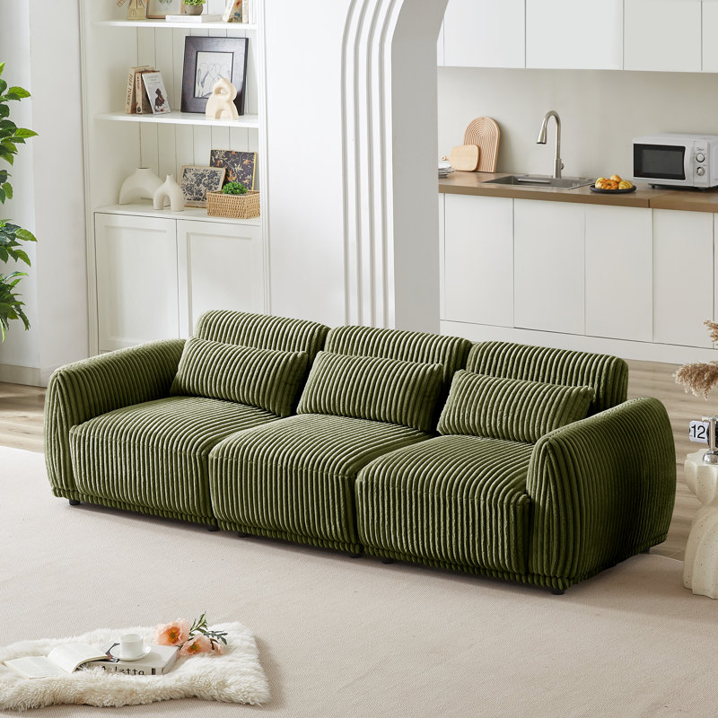  Latitude Run® 4 - Piece Upholstered Sectional - Ideal for Living Room, Comfortable and Stylish - Green Corduroy