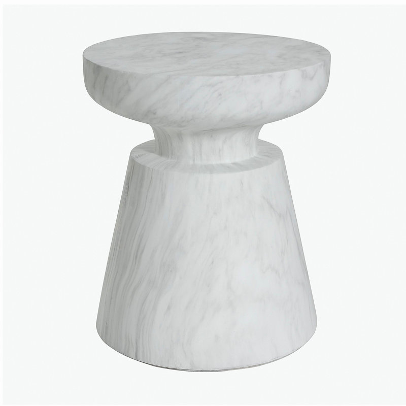 Table d'appoint d'extérieur en travertin Ponti, blanc, Blanc