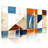 Abstract Geometric Cityscape Canvas Wrapped Wall Art, Oil Painting Print (Set of 3)-124996340