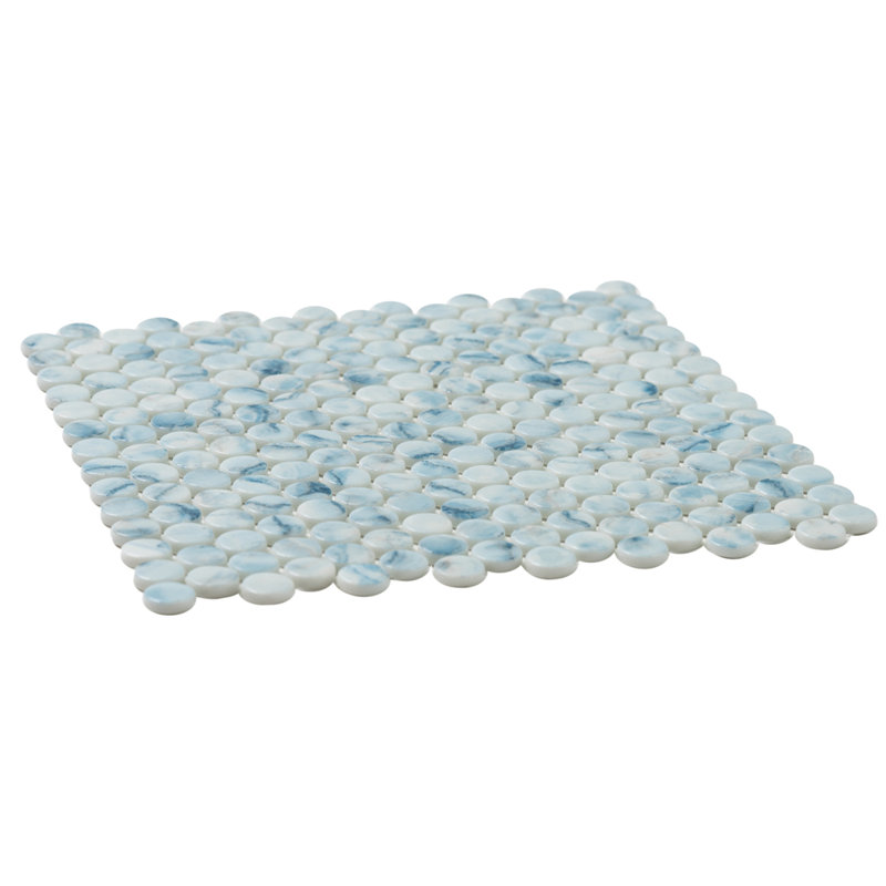 Eterna Penny 12" x 12" Recycled Penny Glass Mosaic Wall & Floor Tile, Sky