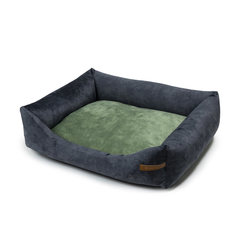 Orthopedic Polyester Pet Bed, 15cm H x 75cm W x 85cm D, Graphite/Green