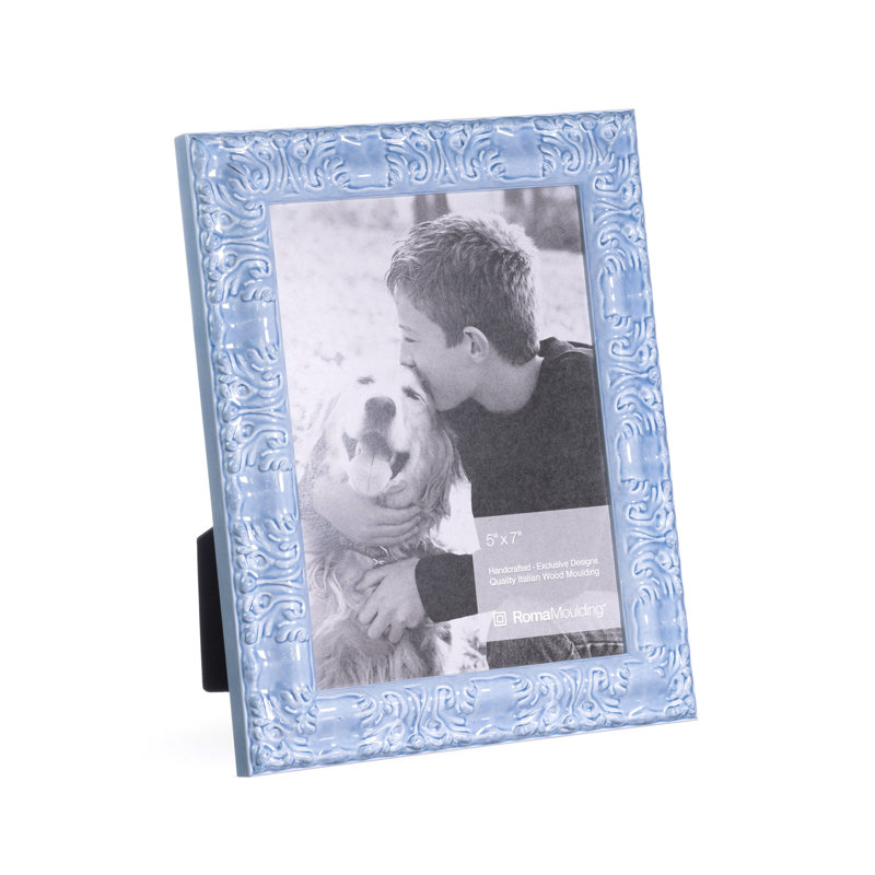 Cadre pour photo simple en bois embossé, Bleu pastel, 4 po x 6 po