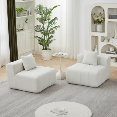 Canapé modulaire en chenille avec 2 coussins