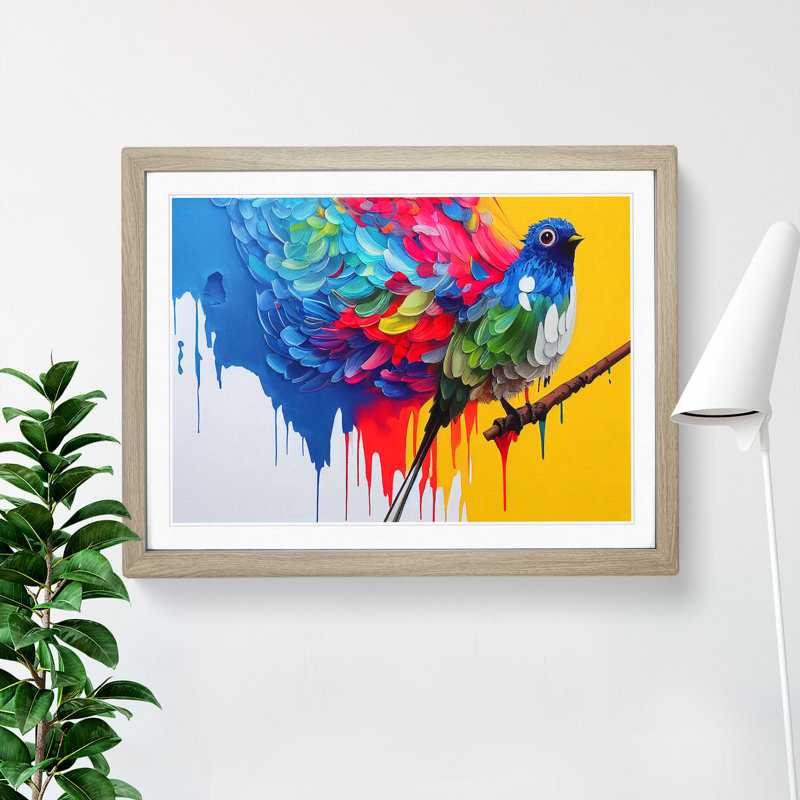 Bird Splash Vol.1 Abstract - Framed Print, 34cm H x 46cm W x 2cm D, Oak