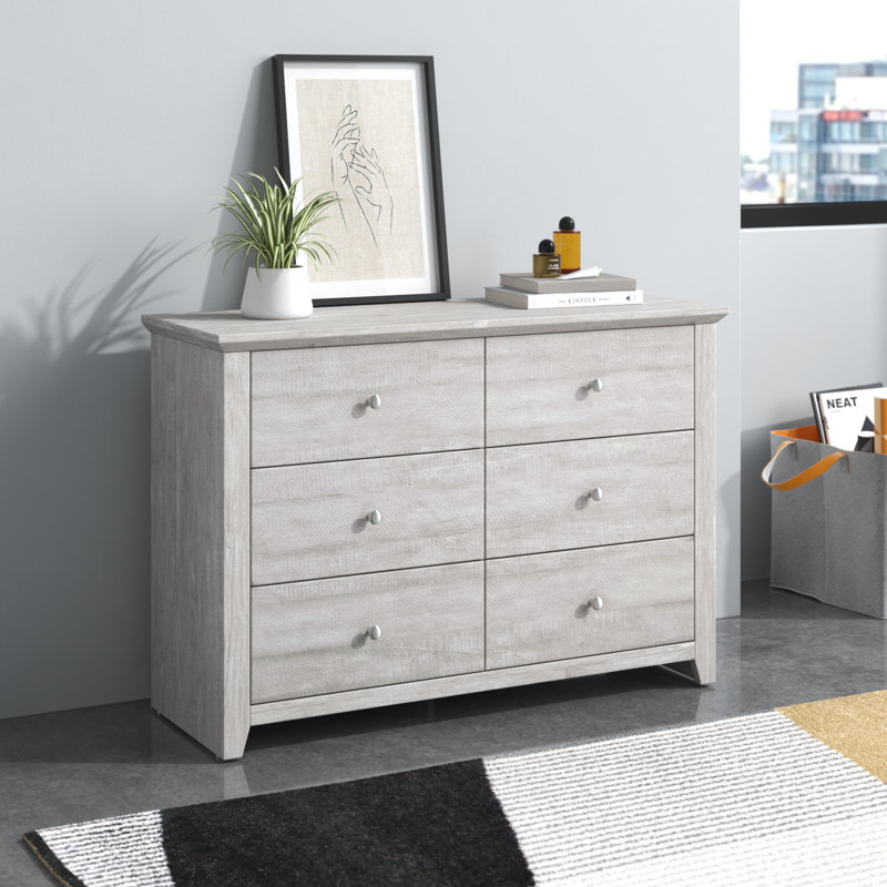 Tevrat 6 Drawer Double Dresser - Modern Bedroom Storage