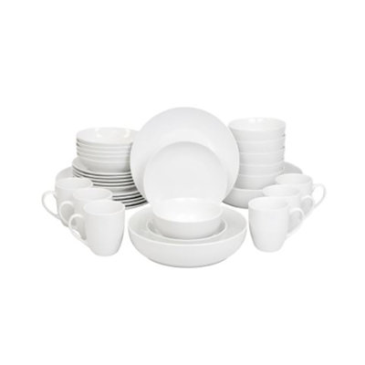 Service de table en porcelaine blanche 32 pièces avec bols de service pour manger et recevoir